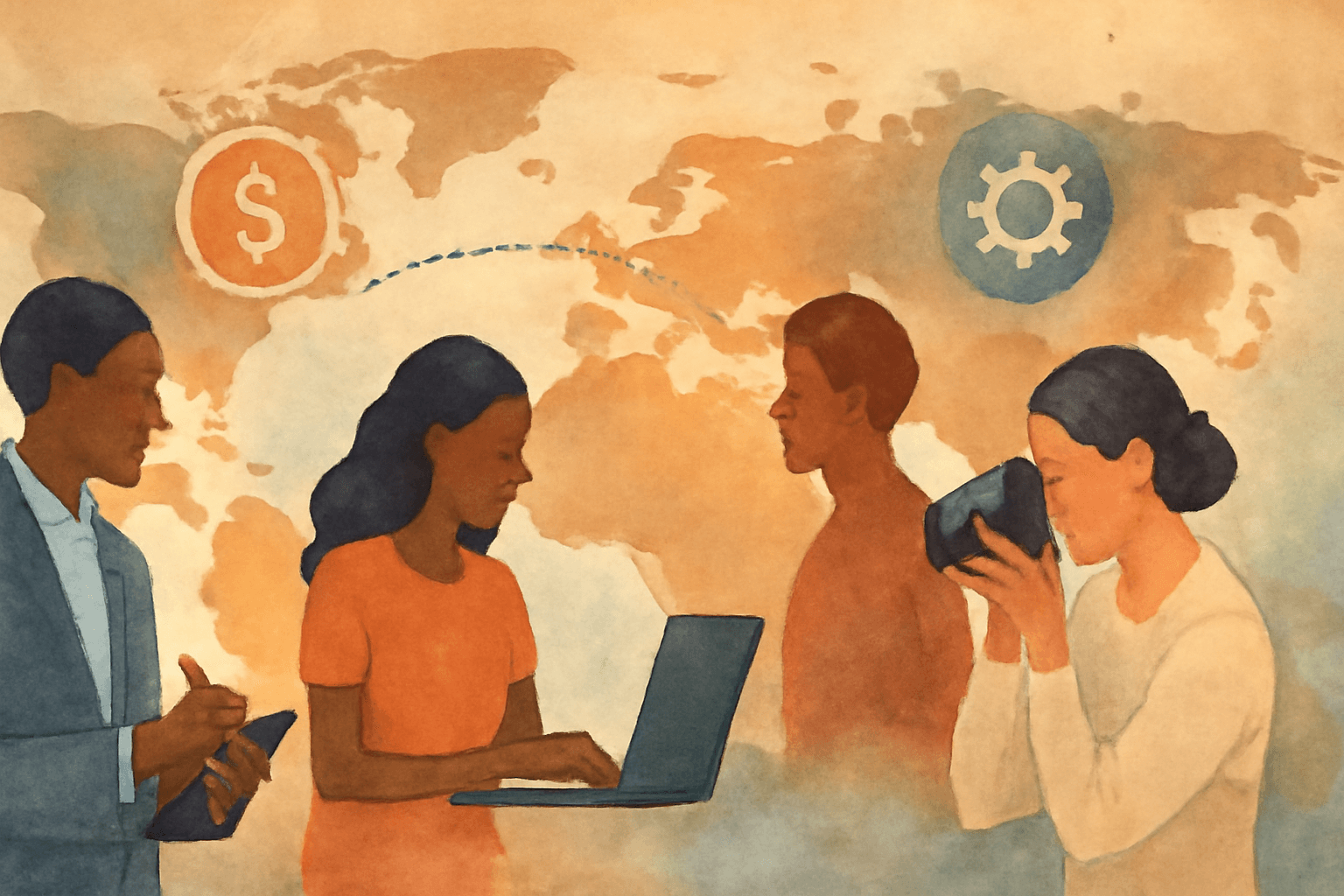 Illustration depicting the diverse benefits of hiring foreign contractors.