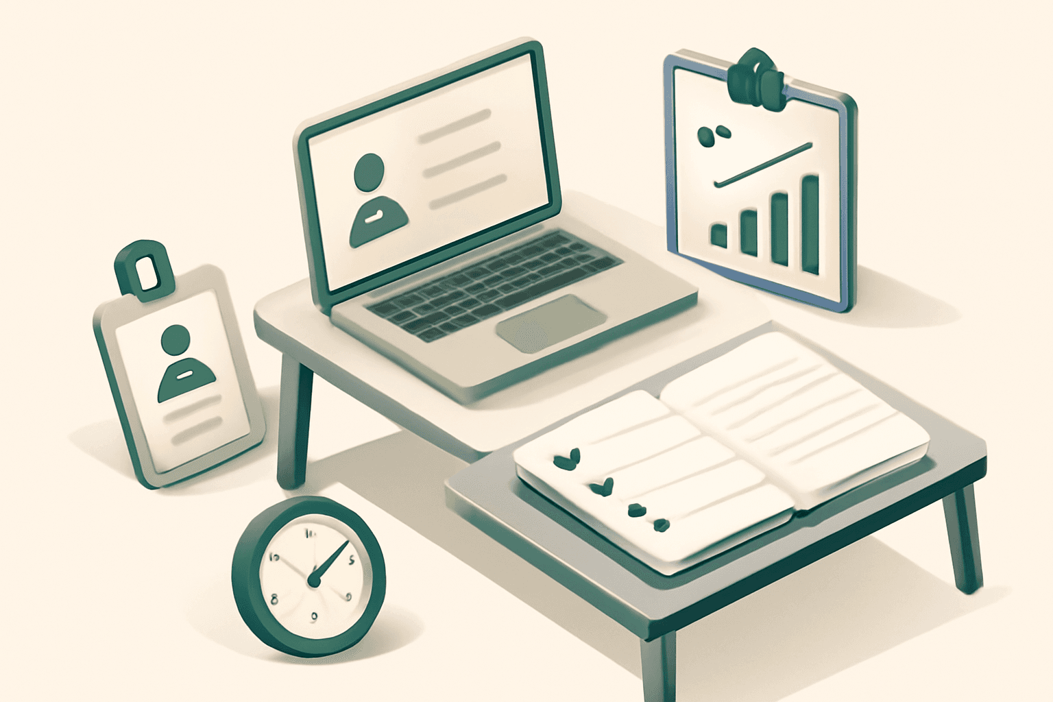 Workspace elements indicating project preparation.